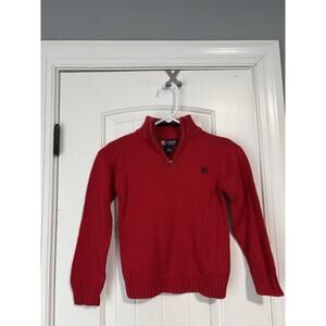 Chaps Boys Red Long Sleeve 1/4 Zip Pullover Sweater Size 6 Logo